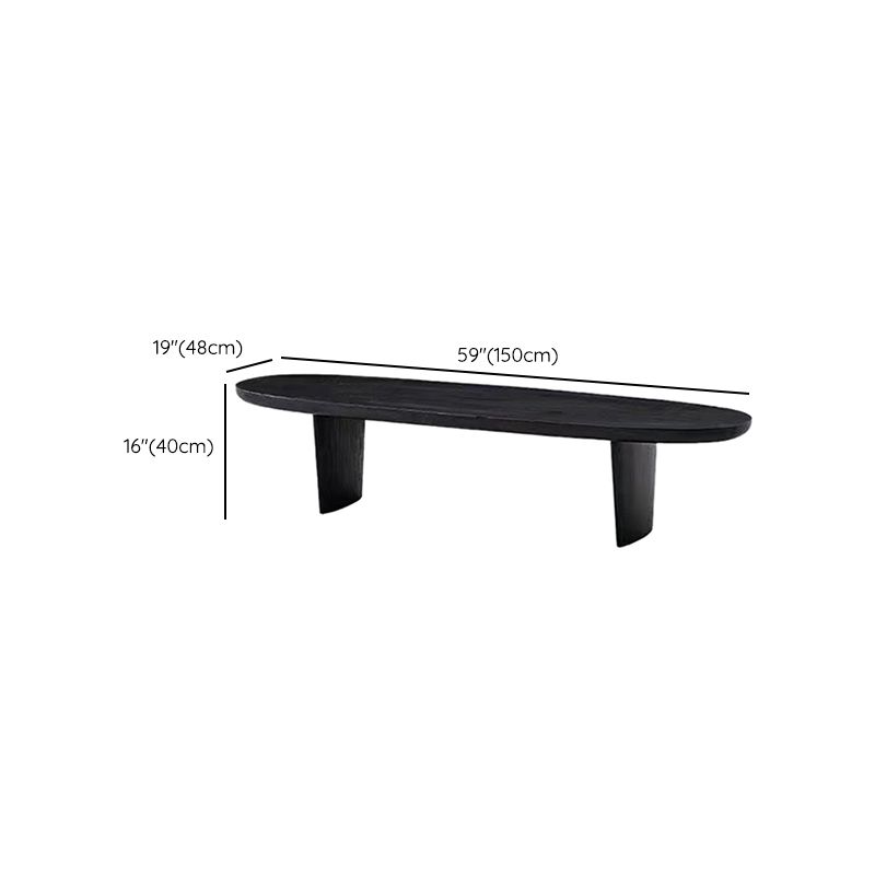 Modern 2 Legs Oval Cocktail Table Wooden Coffee Table in Black