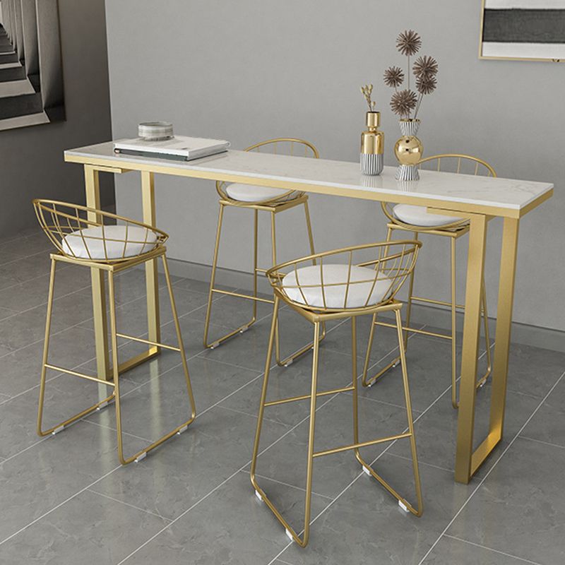 Glam Bar Height Table Faux Marble Top Bistro Table with Sled Base