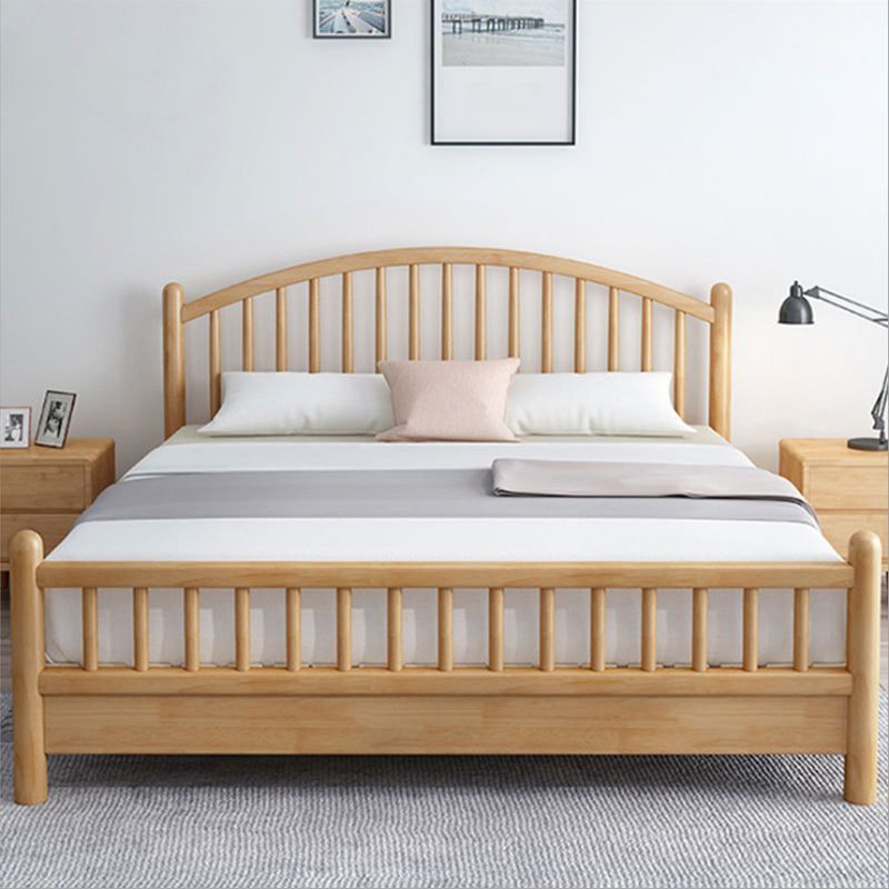 84.65 inch Wide Scandinavian Bed Solid Wood Bed Frame with Headboard