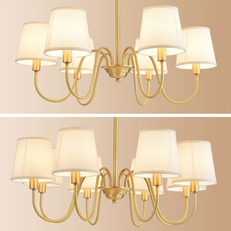 Conical Chandelier Light Fixture Traditional Fabric Pendant Lighting for Restaurant