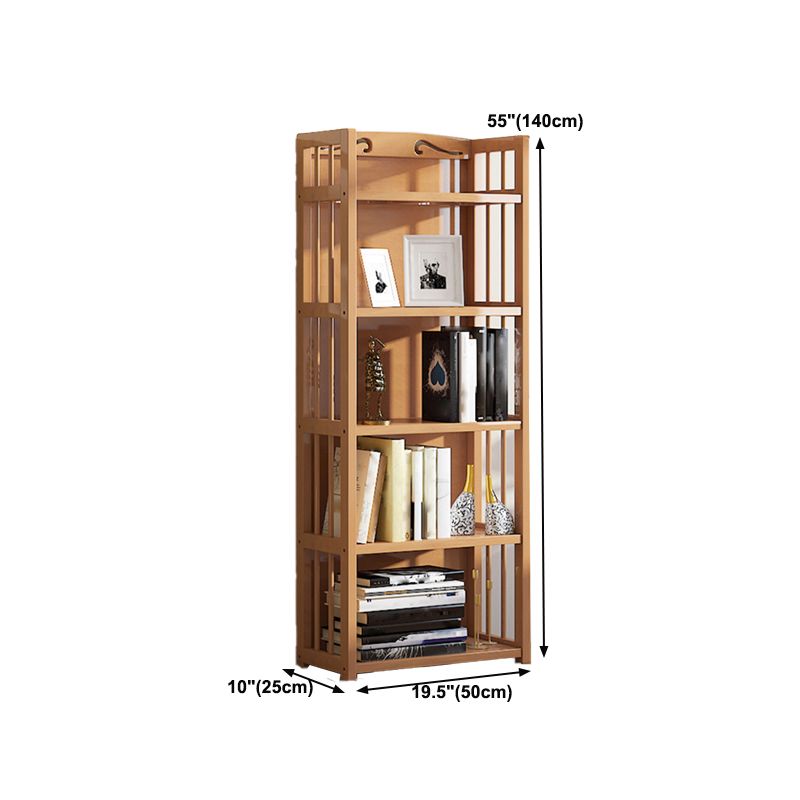 10" D Geometry Bamboo Bookshelf Modern Style Bookcase for Bedroom