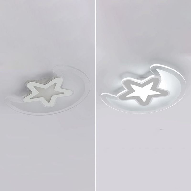 Moon And Star Flush Light 1 Light Acrylic Modern Flush Mount Ceiling Light Fixtures for Children Bedroom