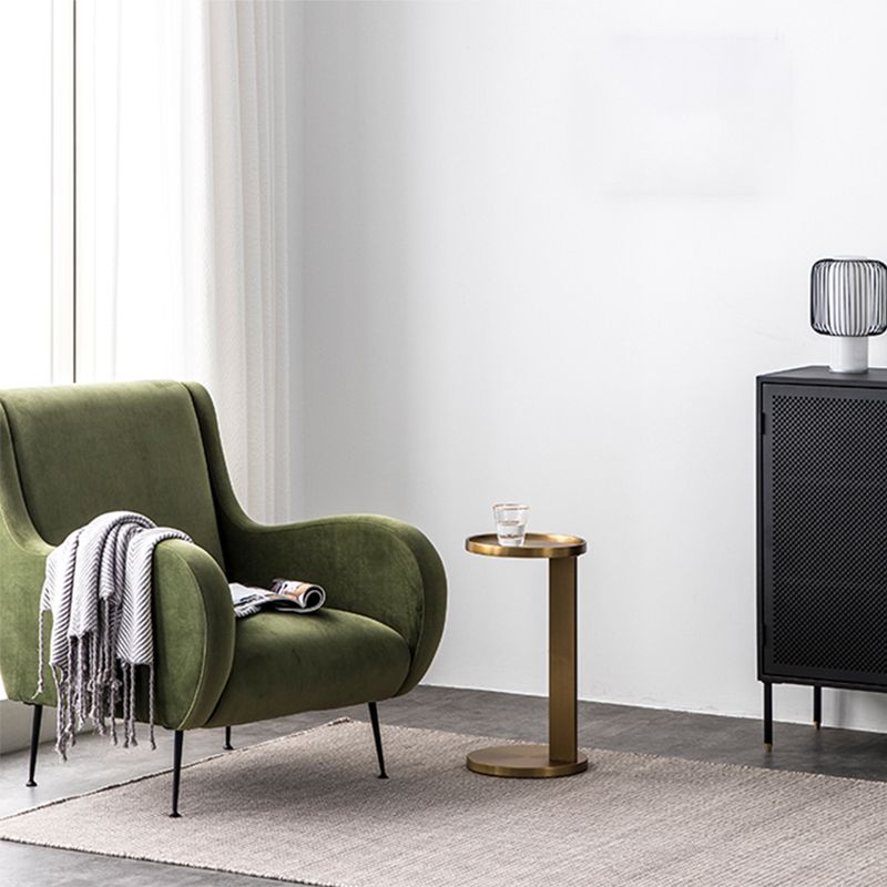 Rustic Accent Side Table Metal Pedestal Round Living Room Corner Table