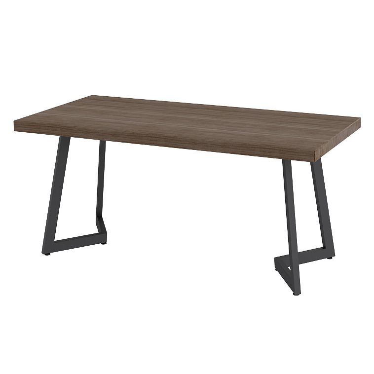 Cena de piedra sinterizada de estilo industrial mesa de cocina mesa marrón con marco negro