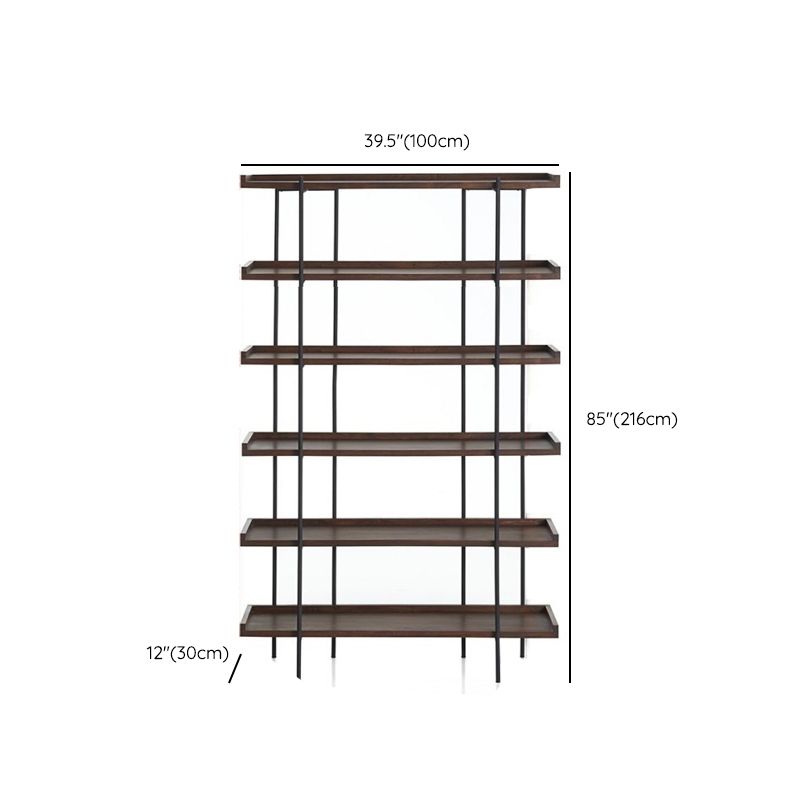 Etagere Open Back Bookshelf Wooden Industrial Bookcase with Shelves