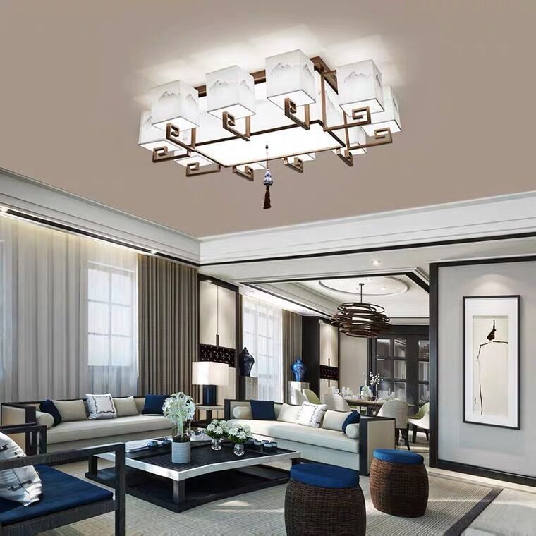 4/6/8/10 Lights Flushmount Asia Style Fabric Flush Ceiling Light for Living Room Dinning Room