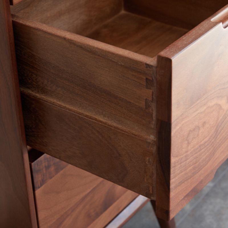 Modern Living Room Curio Cabinet Solid Wood with Open Storage