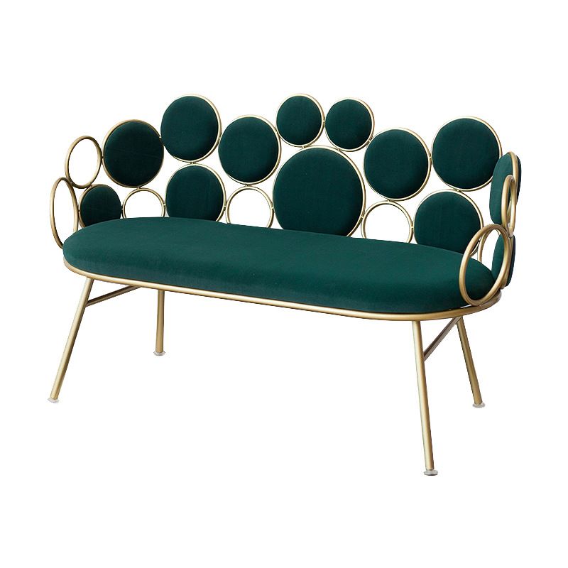 Modern Velvet 2-seat Sofa 31.49" H Sloped Arm Metal Frame Settee