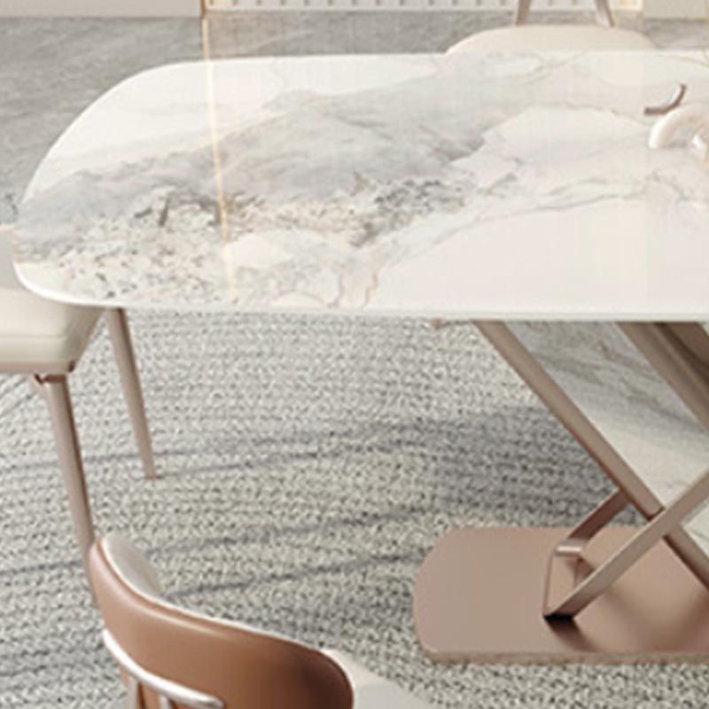 Nordic Sintered Stone Top Dining Set Rectangular 1/4/5/7/9 Pieces Dining Area Table Set