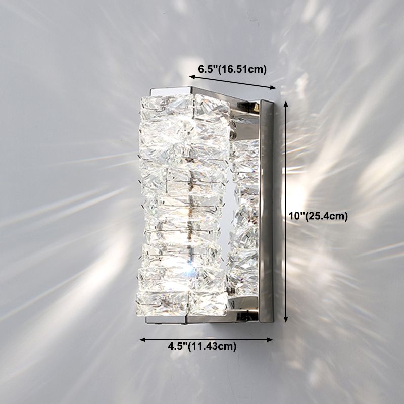 Unique Shade Crystal Wall Sconce Modern Style Single Light Wall Mounted Light in Silver