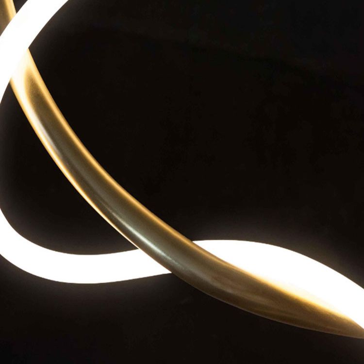 Linear Shape Island Light Modern 1 Light LED Hanging Light in Gold for Living Room