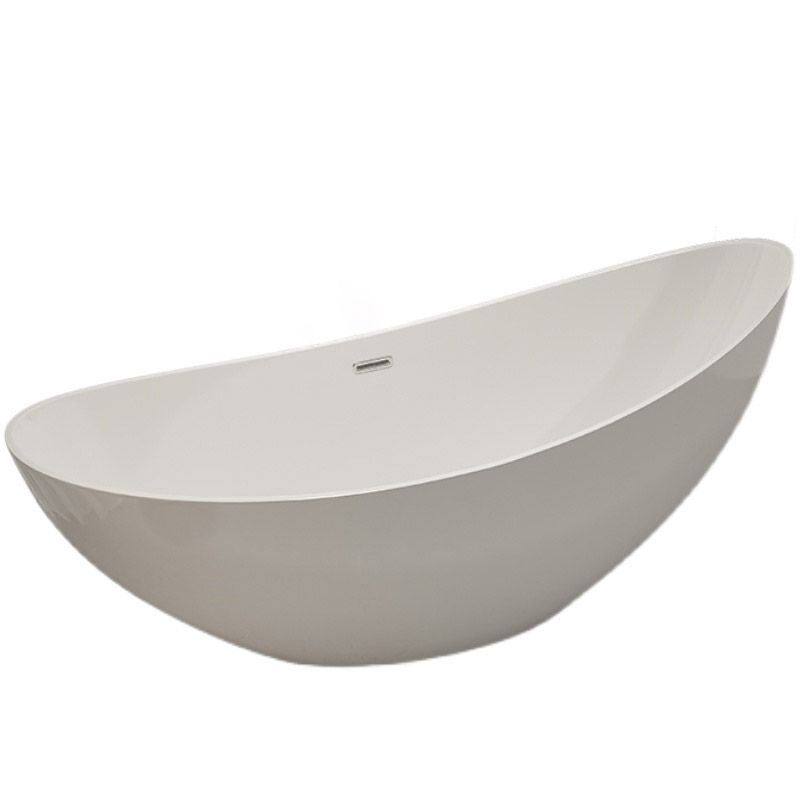 Contemporary White Acrylic Oval Bathtub Soaking Freestanding Tub