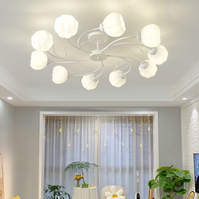 Modern Simple Circle Shape Ceiling Light with Glass Shade for Living Room