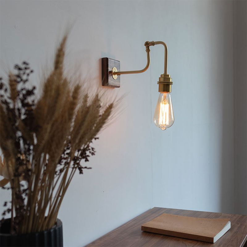 Modern Square Shape Vanity Light with Wood Base for Powder Room Washroom