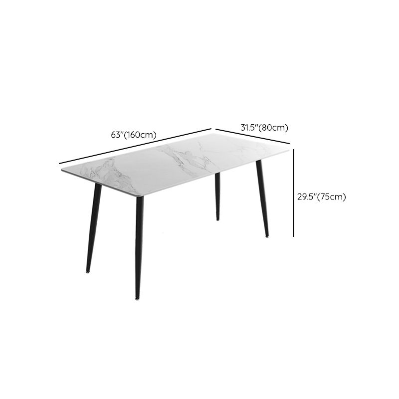 Modern Simple Dining Table Sintered Stone Dinner Table with Metal Legs