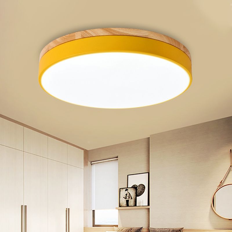 Lámpara de techo acrílica para dormitorio infantil, luz de techo circular delgada de color caramelo, Macaron Loft