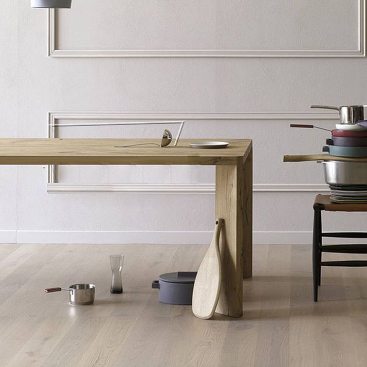 Mesa de madera maciza rectangular para la mesa de comedor moderna del restaurante con 4 patas