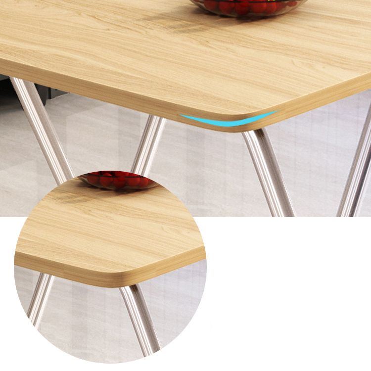 Metal and Wood Table 28.5"H Mid-century Modern Minimalist Foldable Square Dining Table