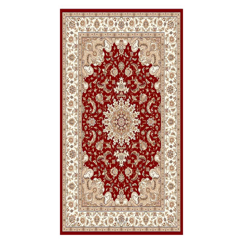 Fancy Traditional Area Rug Brown Polyester Area Carpet Stain Resistant Rug for Home Decor