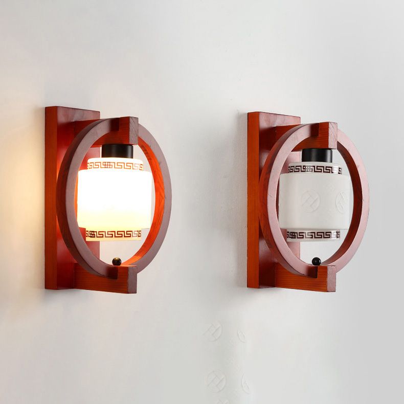 Luces apliques de pared en forma de cilindro de estilo moderno madera 1 lámpara de luz