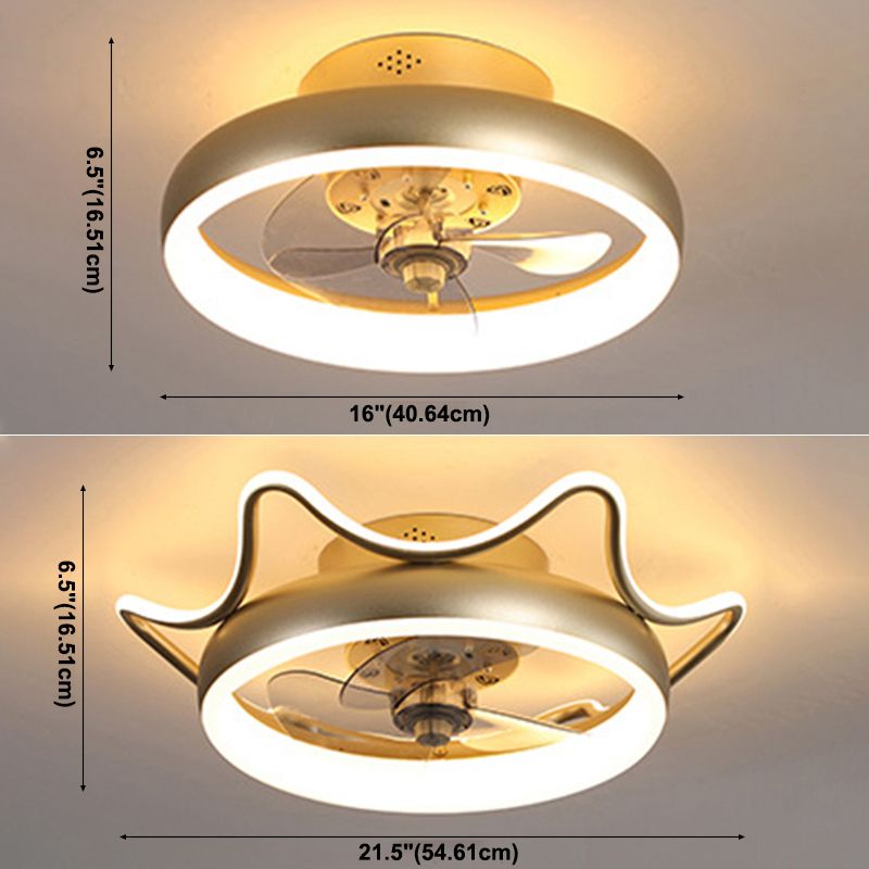 Gold Finish runde Deckenventilator Leuchteinfachheit LED Metal Halbmontage Beleuchtung für Schlafzimmer