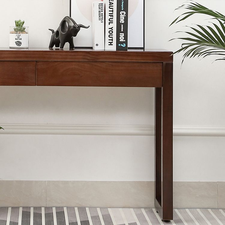 Console Sofa Table with 2 Drawers in Dark Brown Wooden Console Table