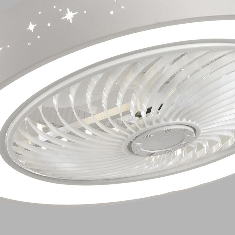 Tel-outs White Round Fan Light LED Contemporary Metal Semi Flush Soffio Light