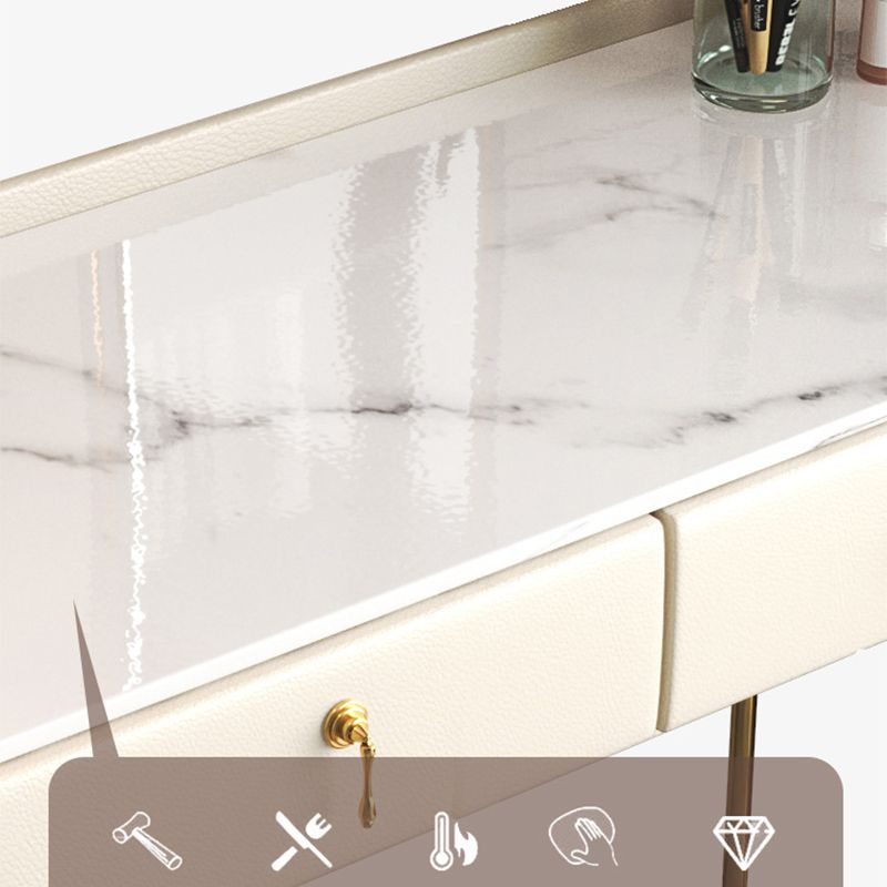 Glam Style White Dresser with Drawers and Stool Set for Bedroom