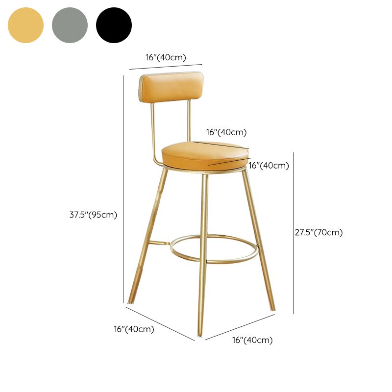 Glam Style Upholstered Counter Stool Armless Bar Stool for Indoor
