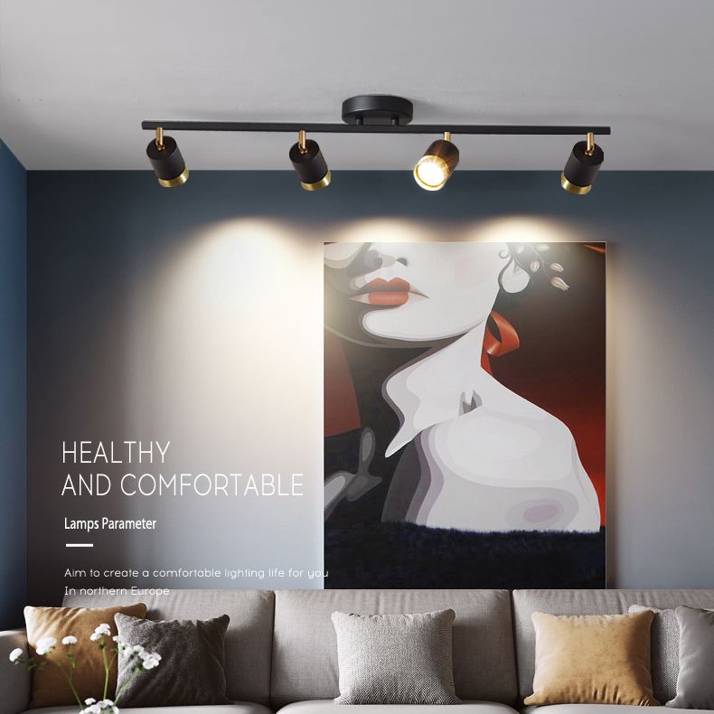 Nordische zylindrische Metallschienenstrahler, halbbündige Deckenschienenbeleuchtung für das Foyer