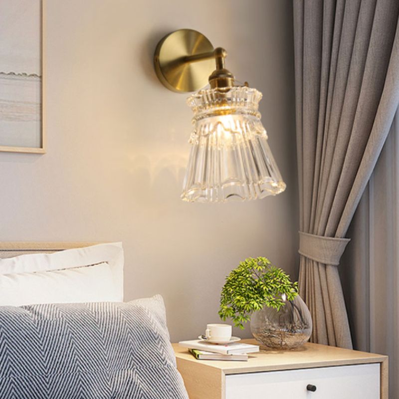 Golden Metallic Lighting Contemporary Glass Wall Light for Dining Room