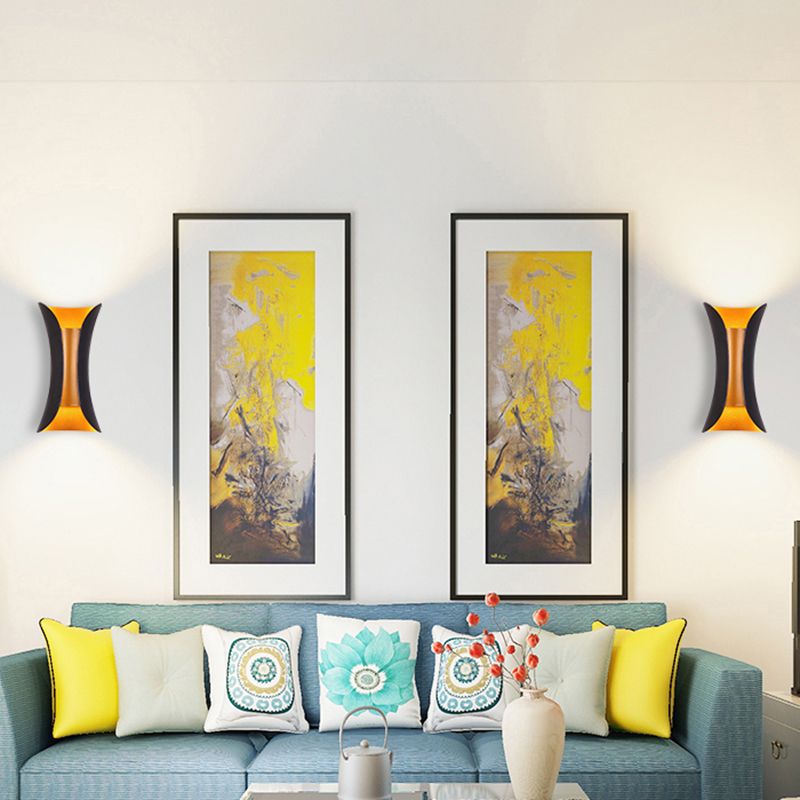 Unique Shade Metal Wall Sconce Modern Style 2- Lights Wall Mounted Light in Black