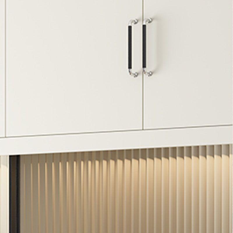 Modern White Wardrobe with Glass Doors Bedroom Cabinet with Sliding Doors