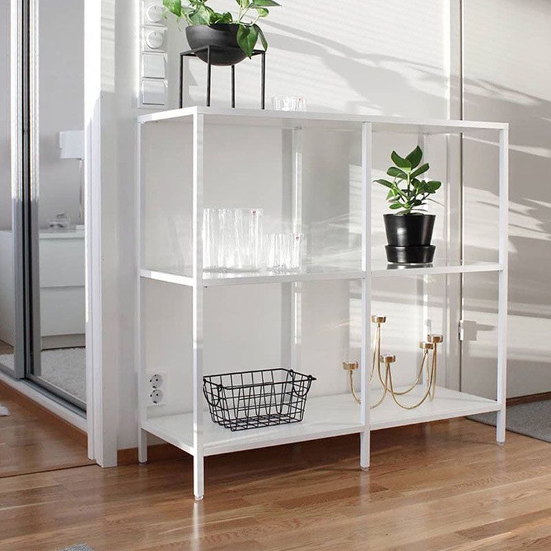 Modern Iron Console Sofa Table Rectangle End Table with Shelves for Hall