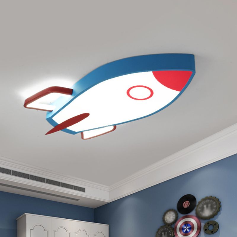 Rocket Bedroom Flushmount Ceiling Fixture Acrylic LED Contemporary Flush Ceiling Light Fixture in Blue