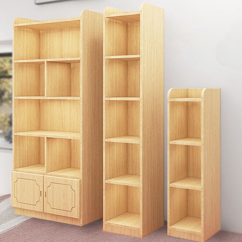 Modern Pine Bookcase 9.5" W Closed Storage Bookshelf with Shelves