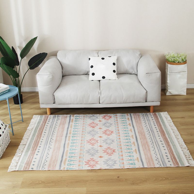 Stijlvolle boho chic tapijt multicolor geometrisch vloerkleed machine wassen tassel-getrimde tapijt voor huis
