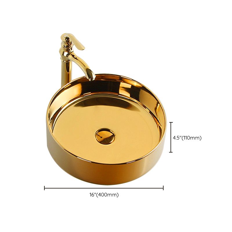 Modern Bathroom Sink Metal Rectangular with Pop-Up Drain and Faucet Vessel Bathroom Sink
