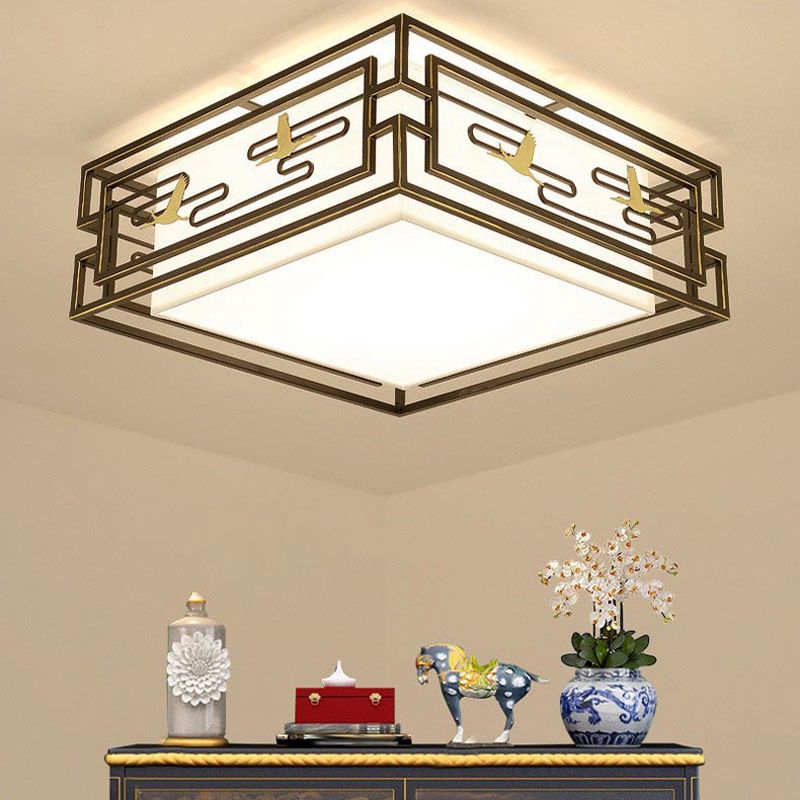 5-Lights Modern Style Flush Mount Fabric Ceiling Light in Brown for Bedroom