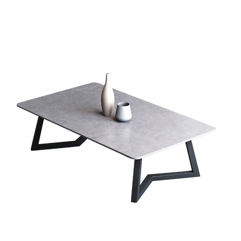 15.7"Tall Steel Sled Base Rectangular Slate Top Coffee Table