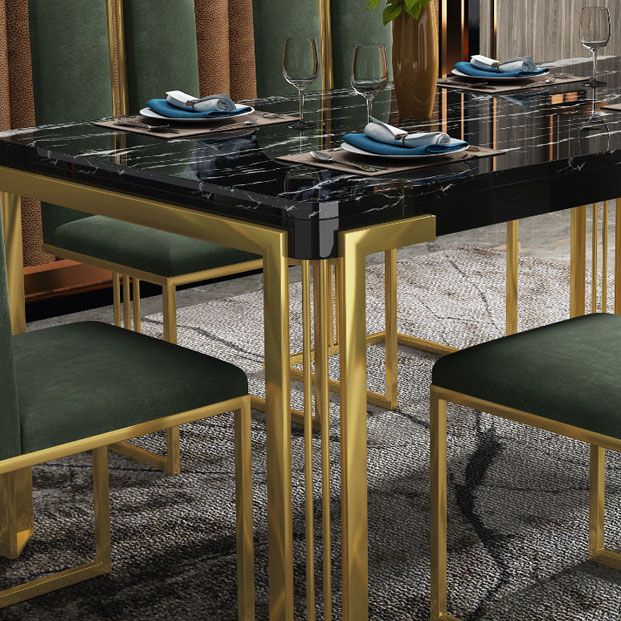 Glam -rechthoek vorm marmeren eettafel keuken standaard eettafel met 4 poten basis