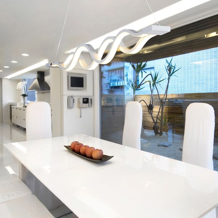 Wave Large Kitchen Pendant Lights Acrylic Modern Simplicity Island Chandelier Lights for Restaurant