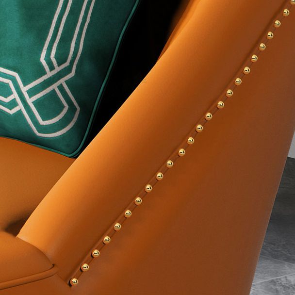 Living Room Chaise Rolled Arms Modern Chaise Lounge with Leather Upholster