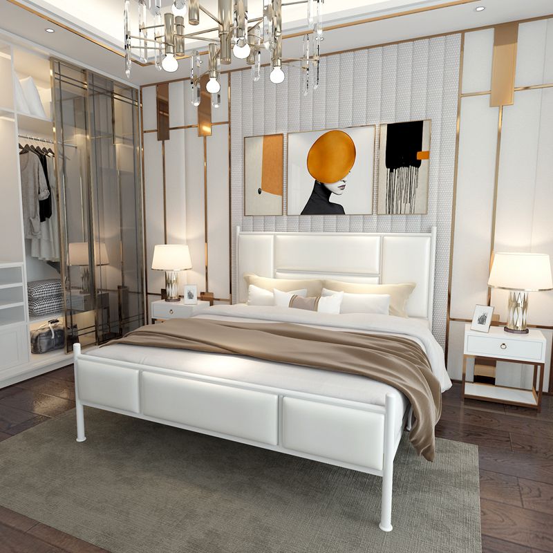 Luxurious Iron Panel Bed Upholstered Metal Bed Frame With Headboard and Footboard