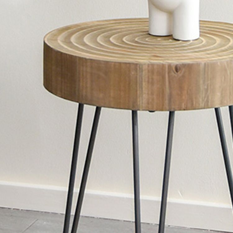 Round Sold Wooden Coffee Table with Black Base and Brone Top