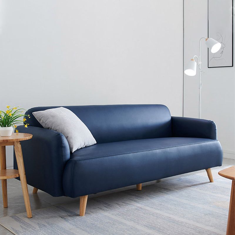 Faux Leather Recessed Arm Sofa Contemporary Standard Sofa, 31.49" W