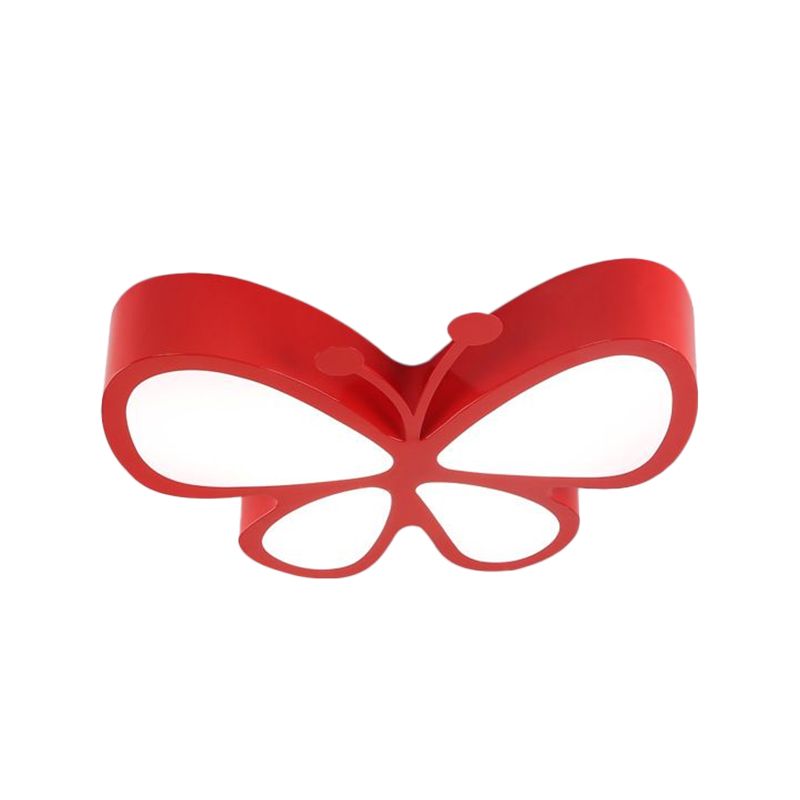 Butterfly Metallic LED Flush Light Fixture Children Red/Yellow/Blue Flushmount Ceiling Lamp with Acrylic Shade