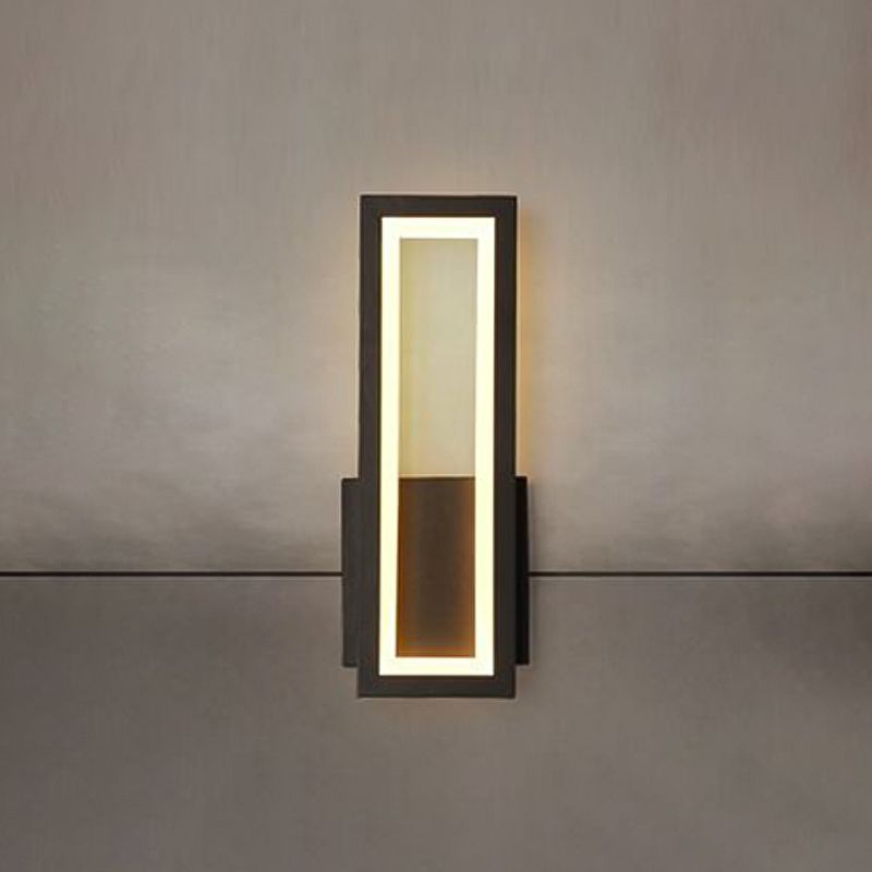 1 Light Rectangle Wall Mounted Lamps Modern Style Metal Wall Sconces