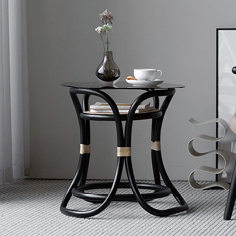 20.47" Tall Abstract Side Table Glass Top Sofa Side Accent Table