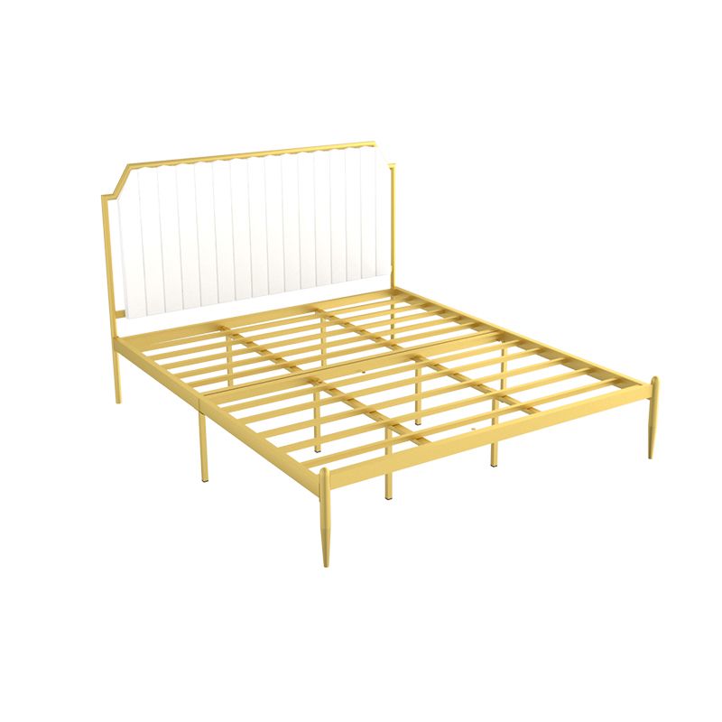 Contemporary Scooped Panel Headboard Bed with Metal Legs in Iron
